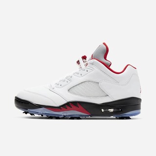 Pantofi Golf Nike Air Jordan V Low Dama Albi Negrii Metal Argintii Rosii | FTBX-90462